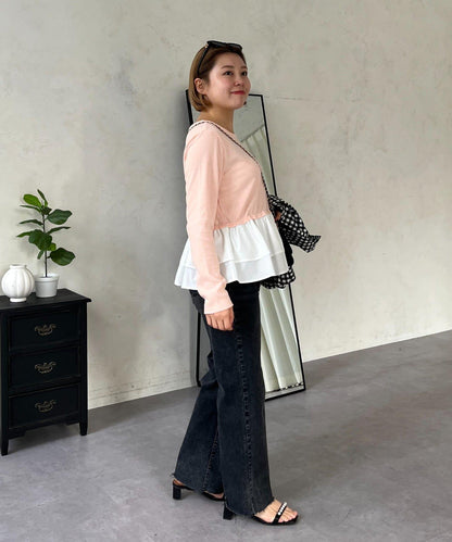 【MOMO】下襬荷葉拼接上衣