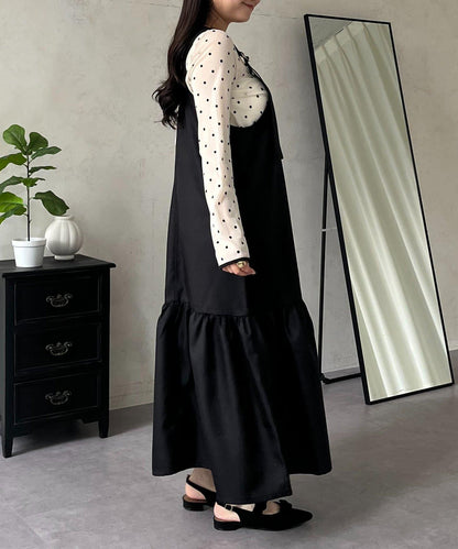 下襬荷葉邊 V領 背心裙