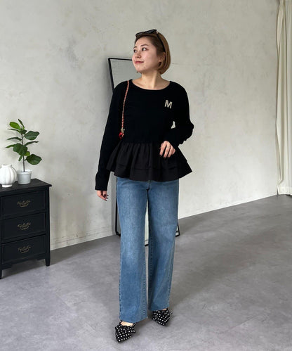 【MOMO】下襬荷葉拼接上衣