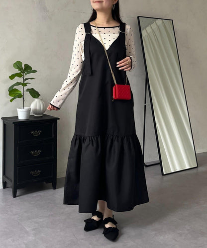 下襬荷葉邊 V領 背心裙