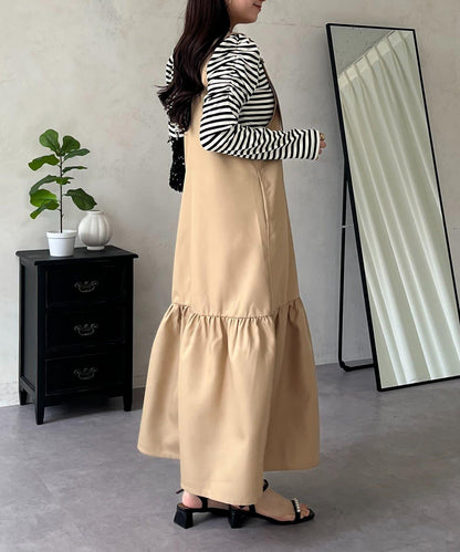 下襬荷葉邊 V領 背心裙