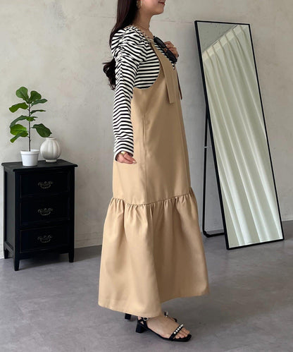 下襬荷葉邊 V領 背心裙