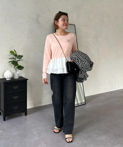 【MOMO】下襬荷葉拼接上衣