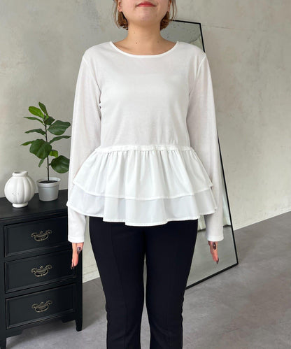 【MOMO】下襬荷葉拼接上衣