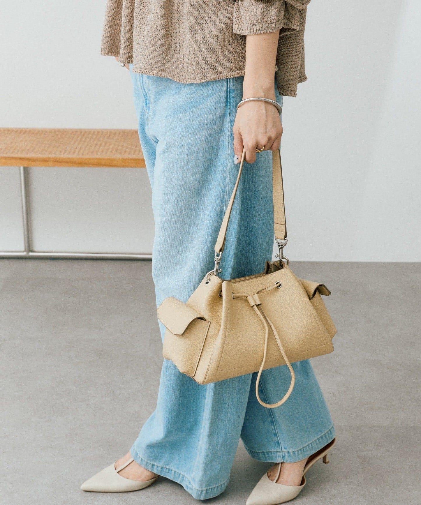 大容量 2WAY 側袋束口單肩包