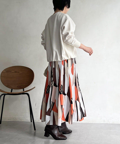 幾何圖案百褶半身裙