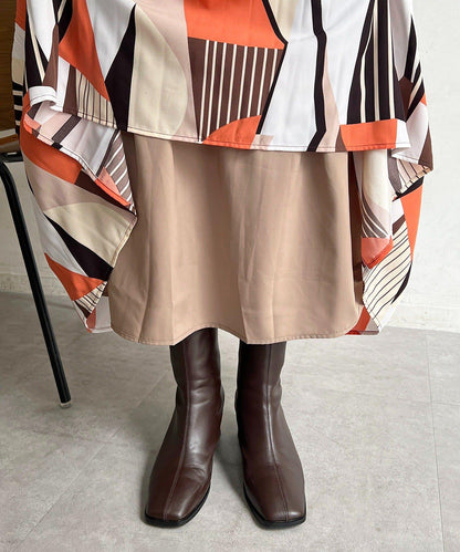 幾何圖案百褶半身裙