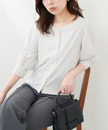 natural couture 心形領口 泡泡袖 女式襯衫