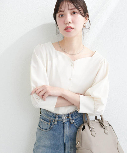 natural couture 心形領口 泡泡袖 女式襯衫