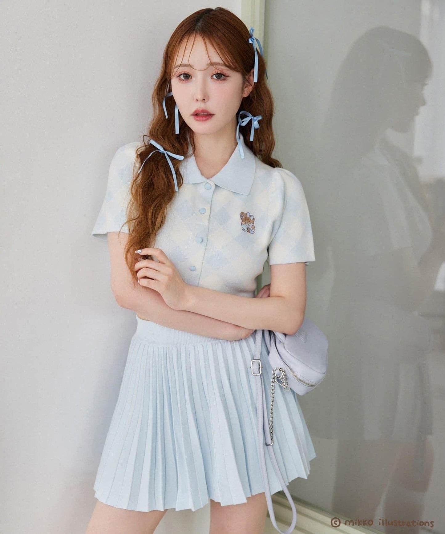 one after another mikko 聯名 刺繡Polo領套裝