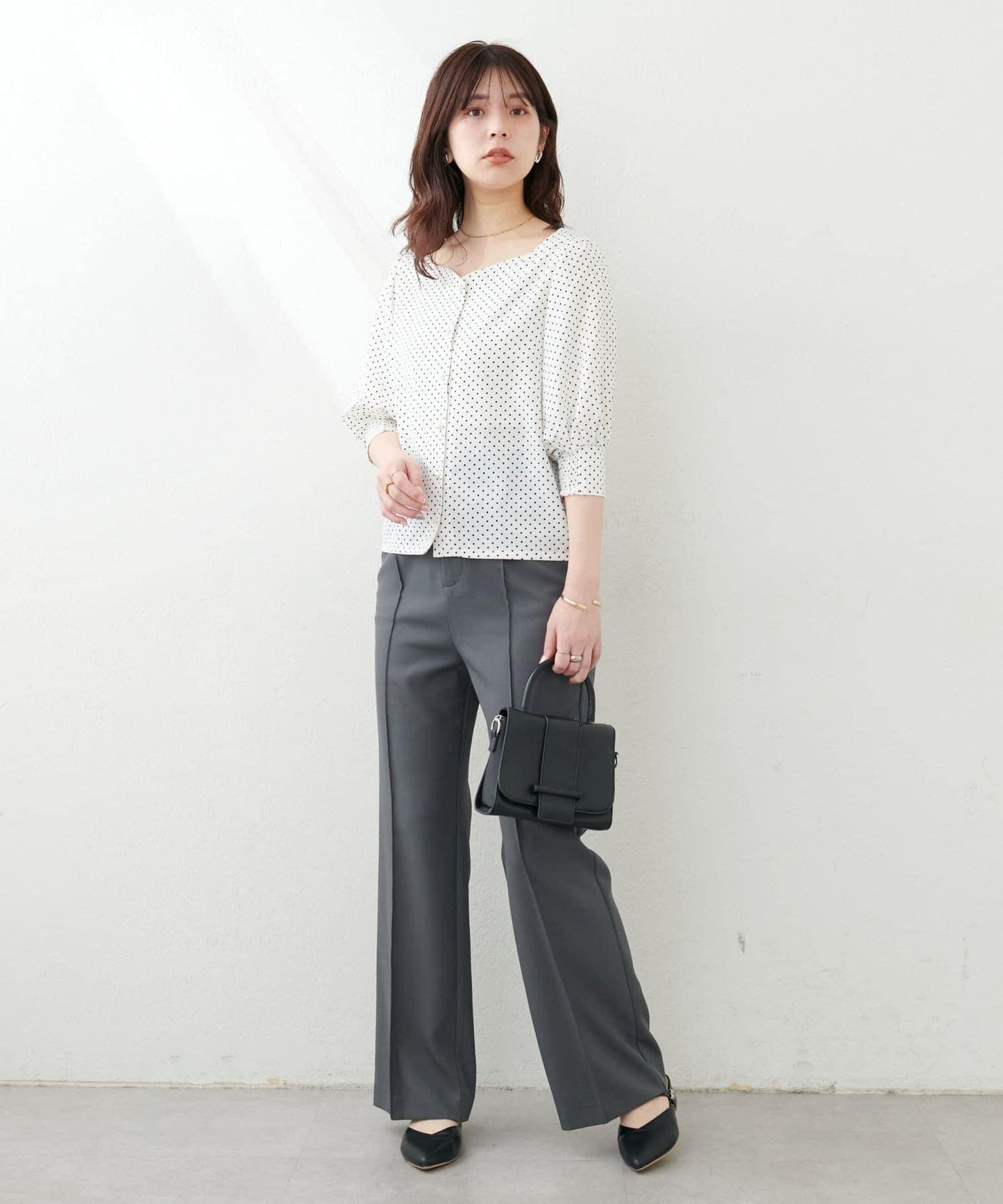 natural couture 心形領口 泡泡袖 女式襯衫