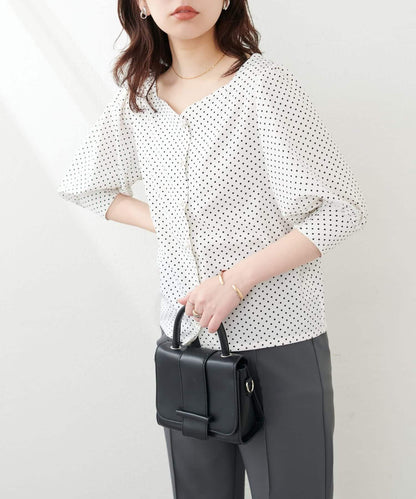 natural couture 心形領口 泡泡袖 女式襯衫