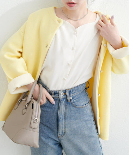 natural couture 心形領口 泡泡袖 女式襯衫