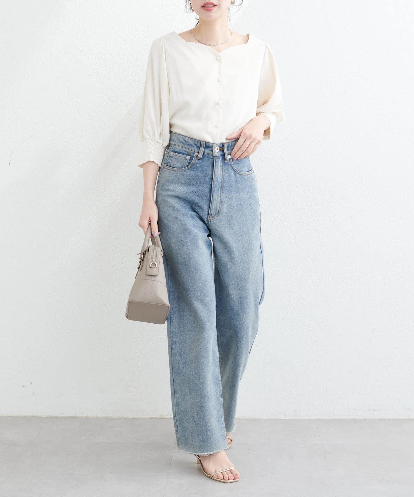 natural couture 心形領口 泡泡袖 女式襯衫