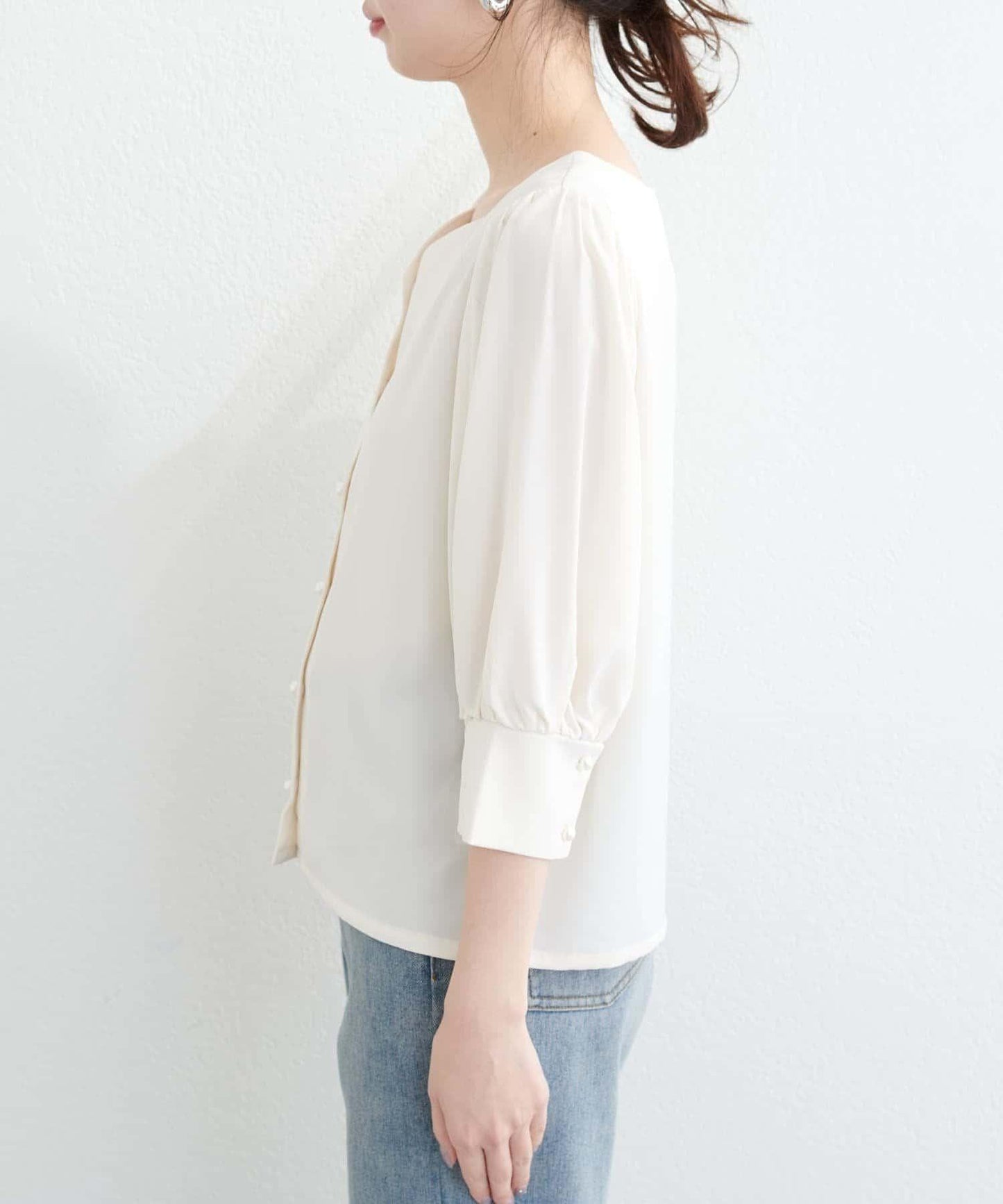 natural couture 心形領口 泡泡袖 女式襯衫