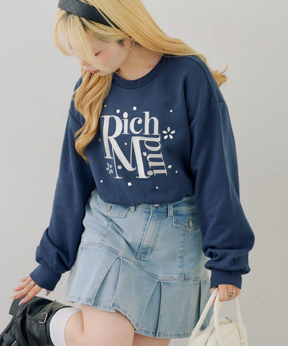 閃亮Logo拼款套頭衛衣