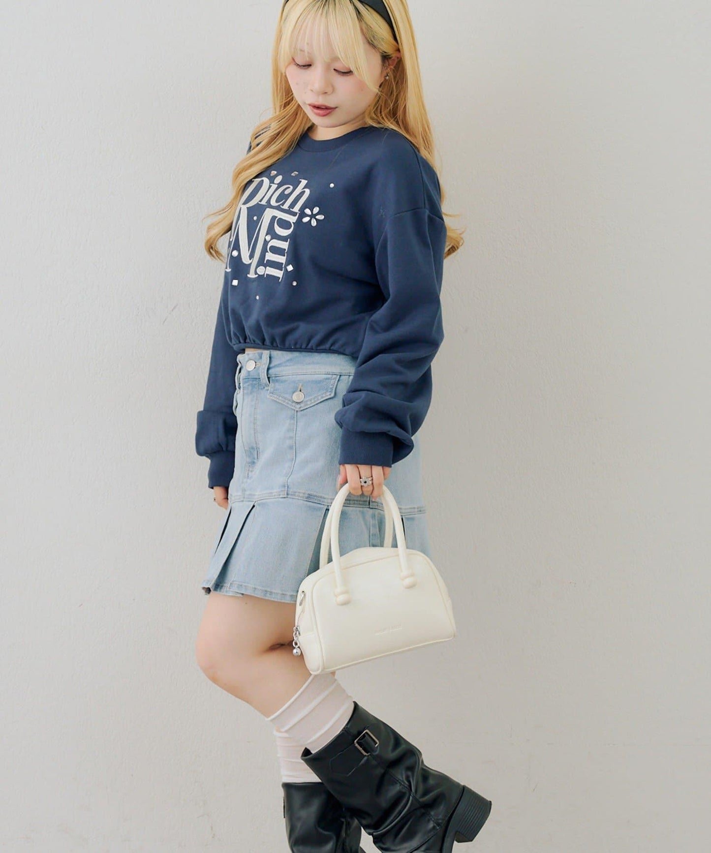 閃亮Logo拼款套頭衛衣