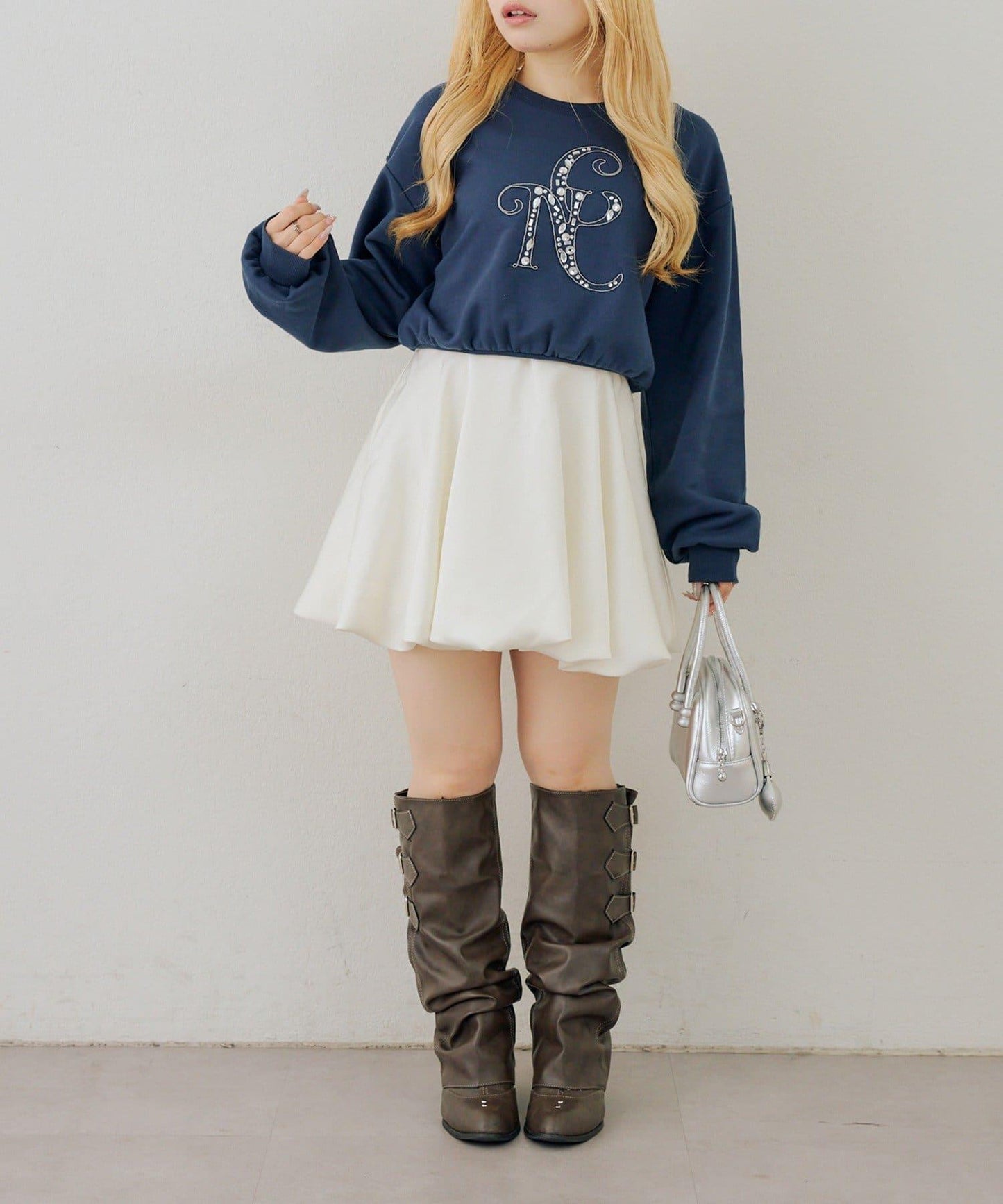 閃亮Logo拼款套頭衛衣