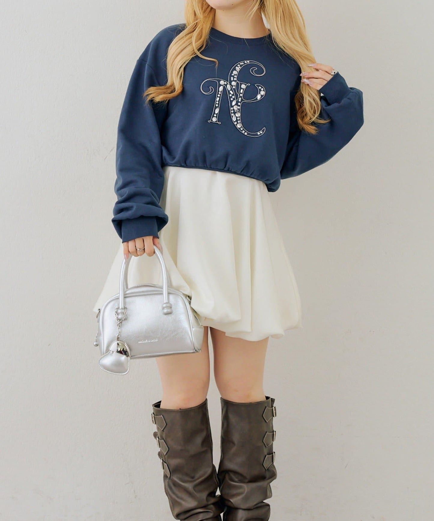 閃亮Logo拼款套頭衛衣