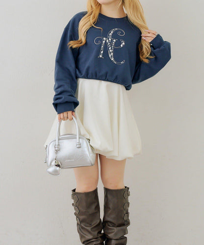 閃亮Logo拼款套頭衛衣