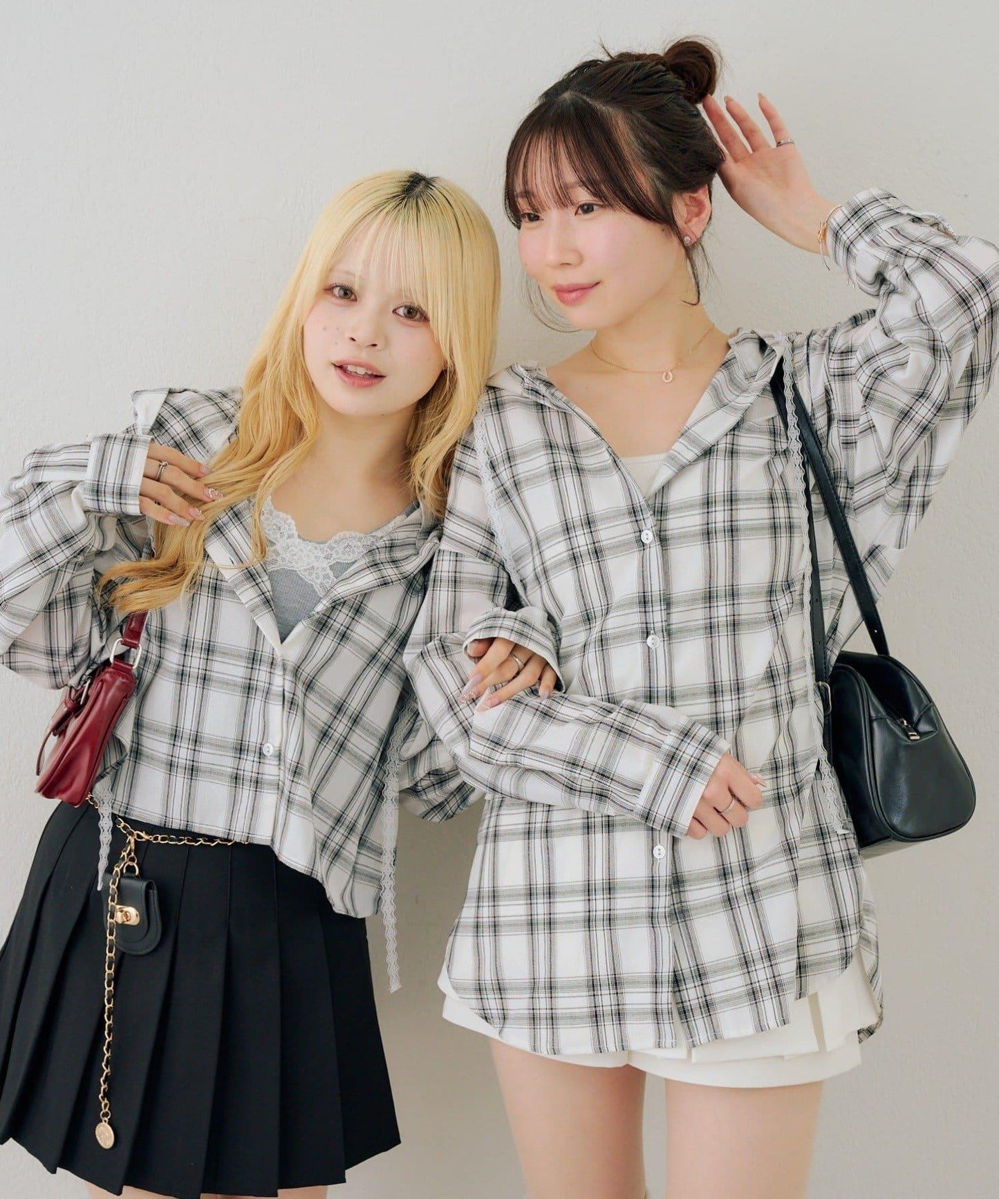 RMAF 格紋連帽蕾絲裝飾 襯衫