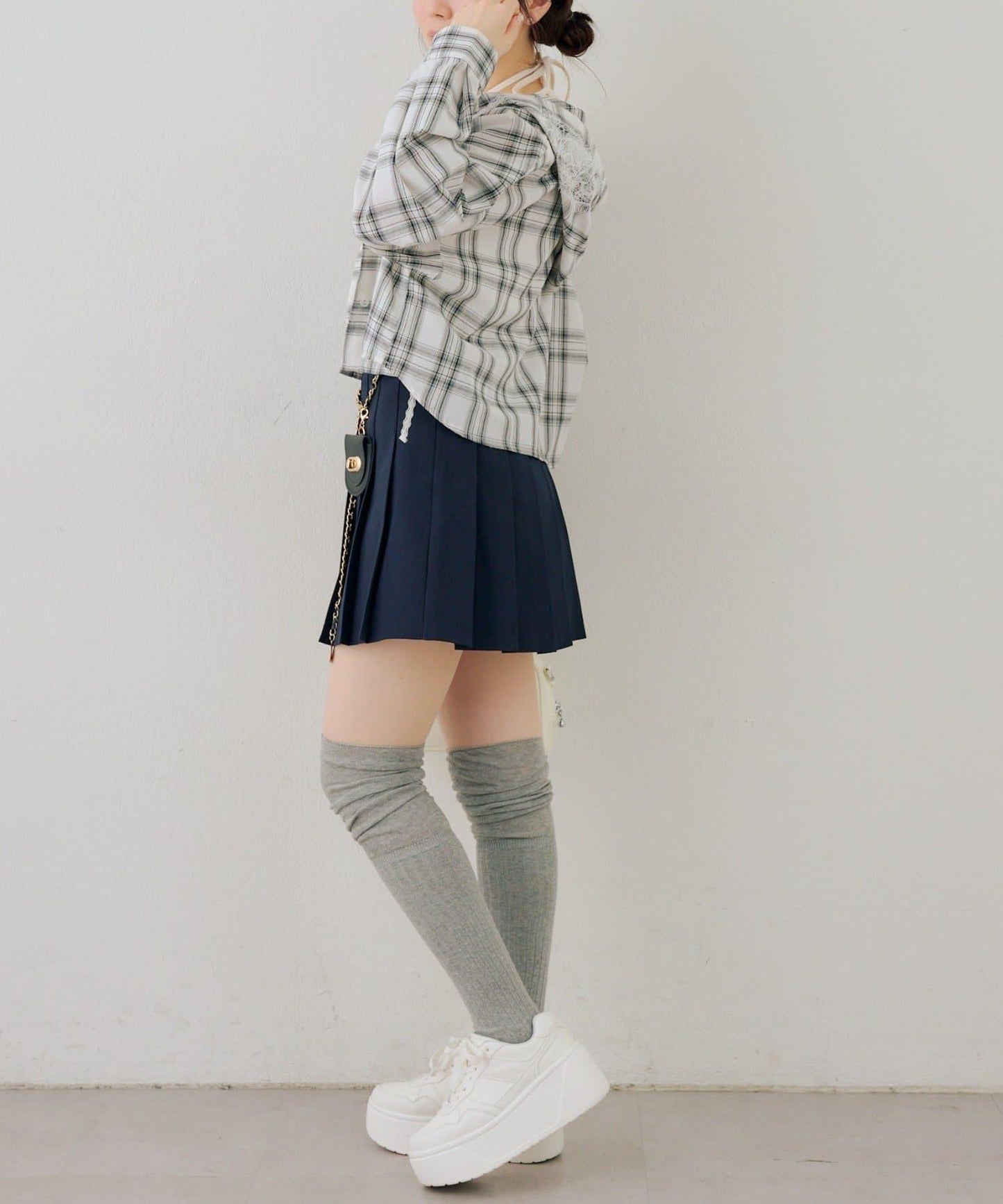 RMAF 格紋連帽蕾絲裝飾 襯衫