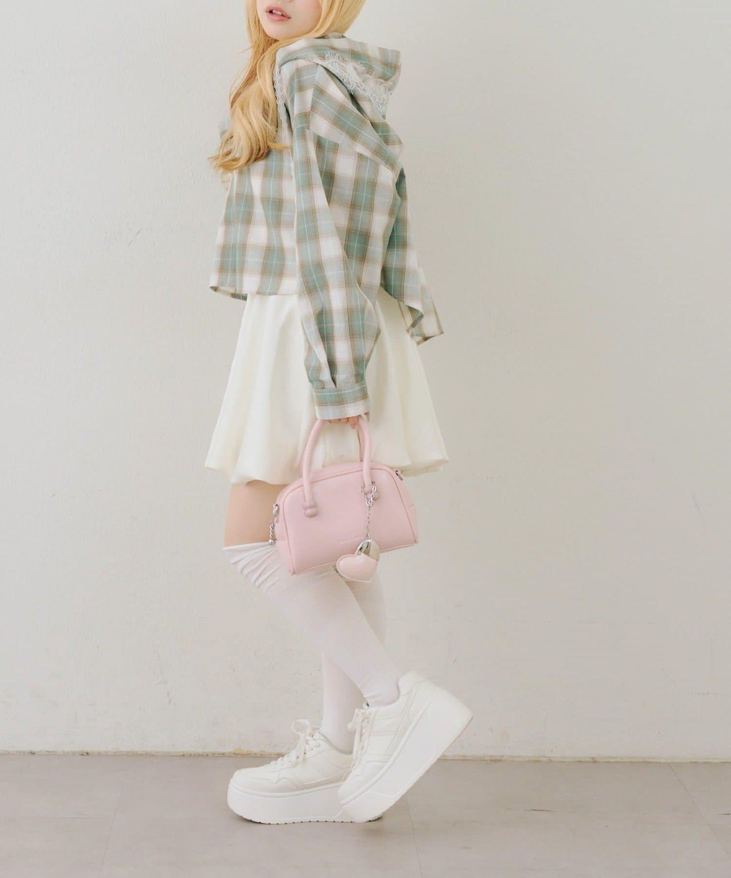 RMAF 格紋連帽蕾絲裝飾 襯衫