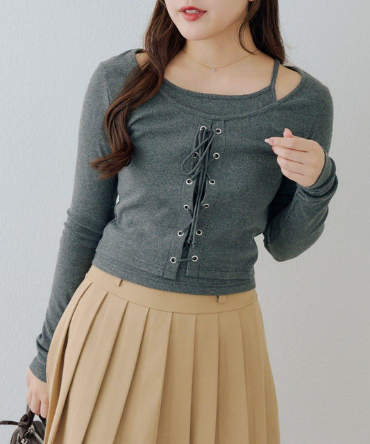 RMAF 繫帶拼接長袖T恤