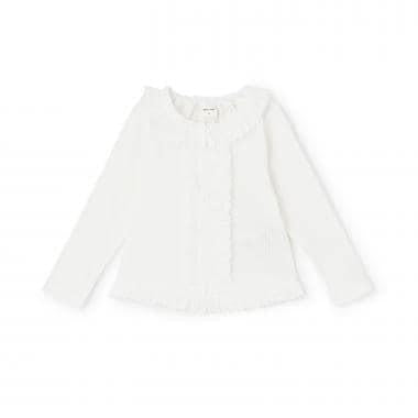 蕾絲荷葉邊羅紋長袖T恤