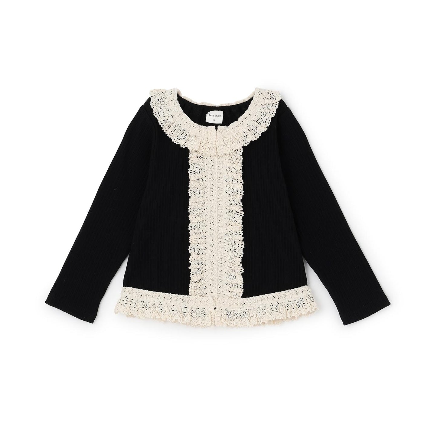 蕾絲荷葉邊羅紋長袖T恤