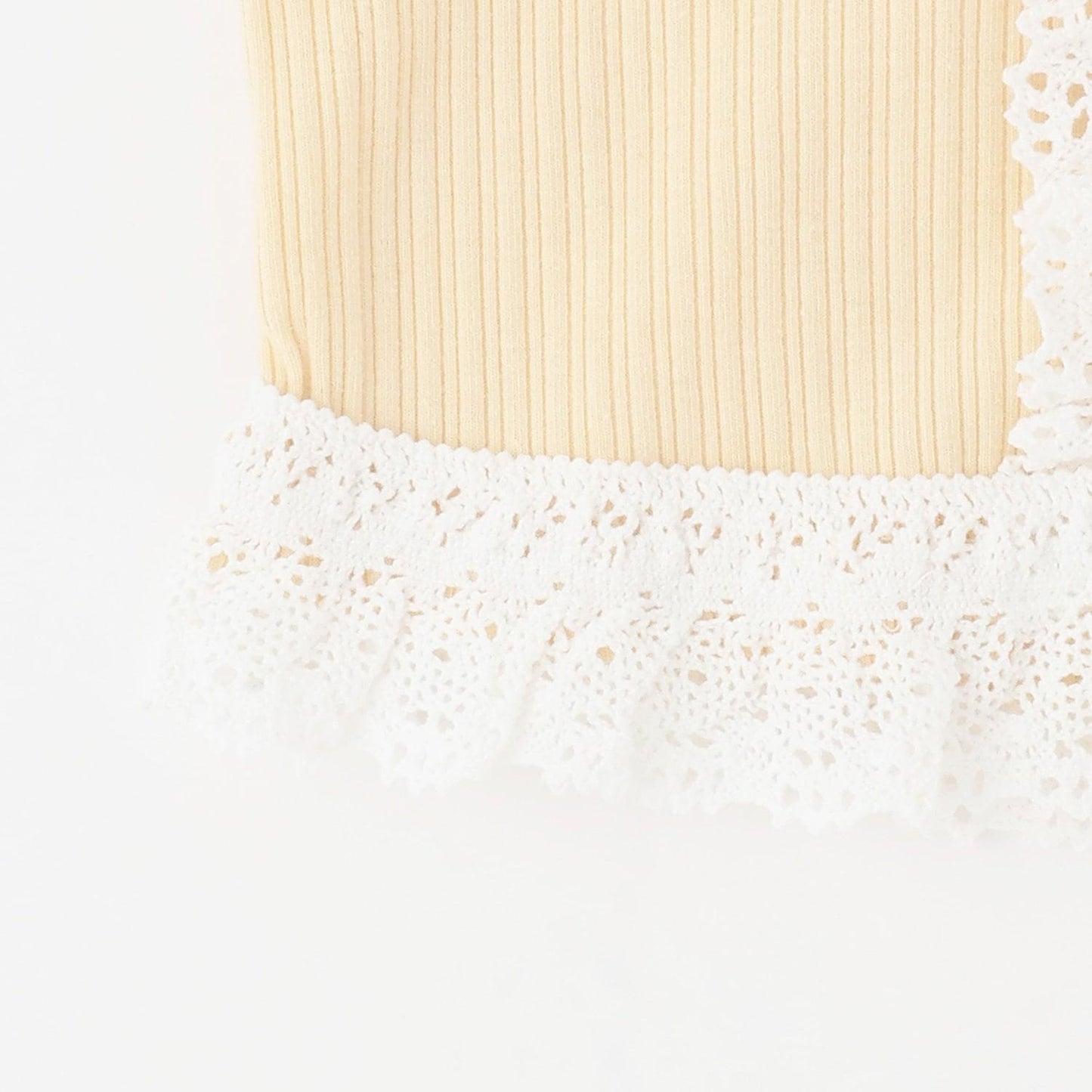 蕾絲荷葉邊羅紋長袖T恤