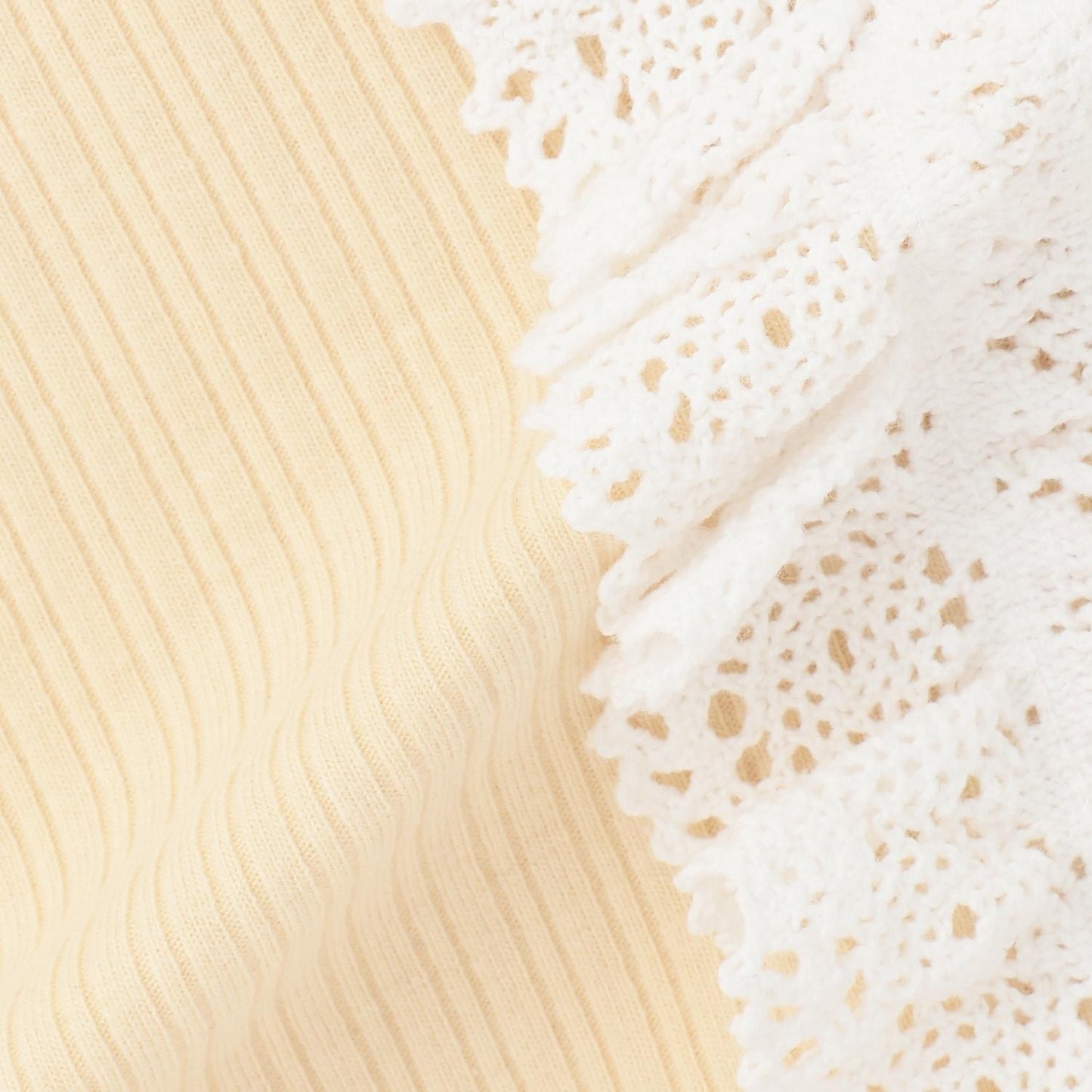 蕾絲荷葉邊羅紋長袖T恤