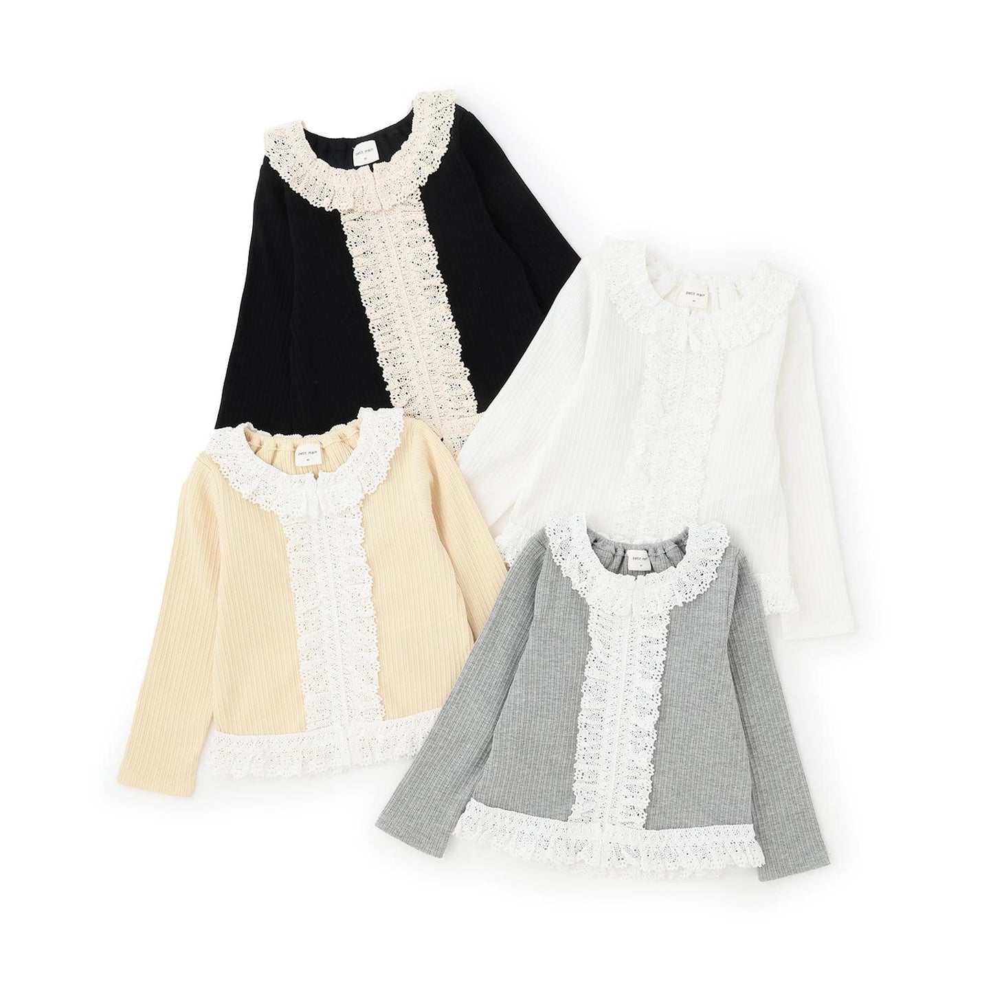 蕾絲荷葉邊羅紋長袖T恤