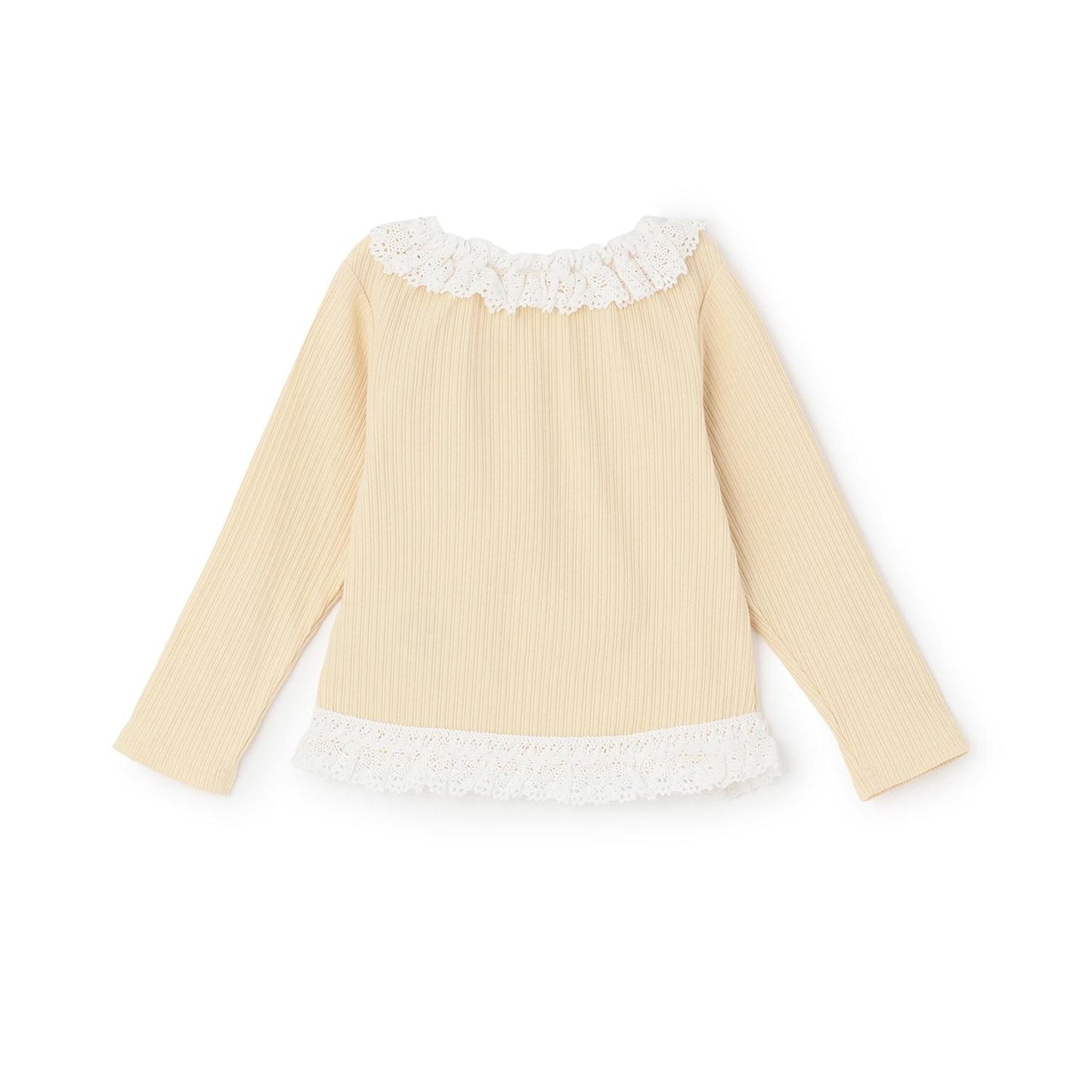 蕾絲荷葉邊羅紋長袖T恤