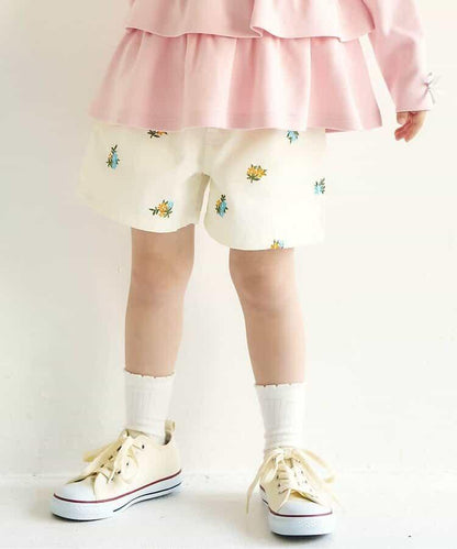 心形花朵刺繡短褲