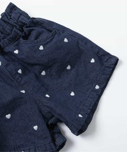 心形花朵刺繡短褲