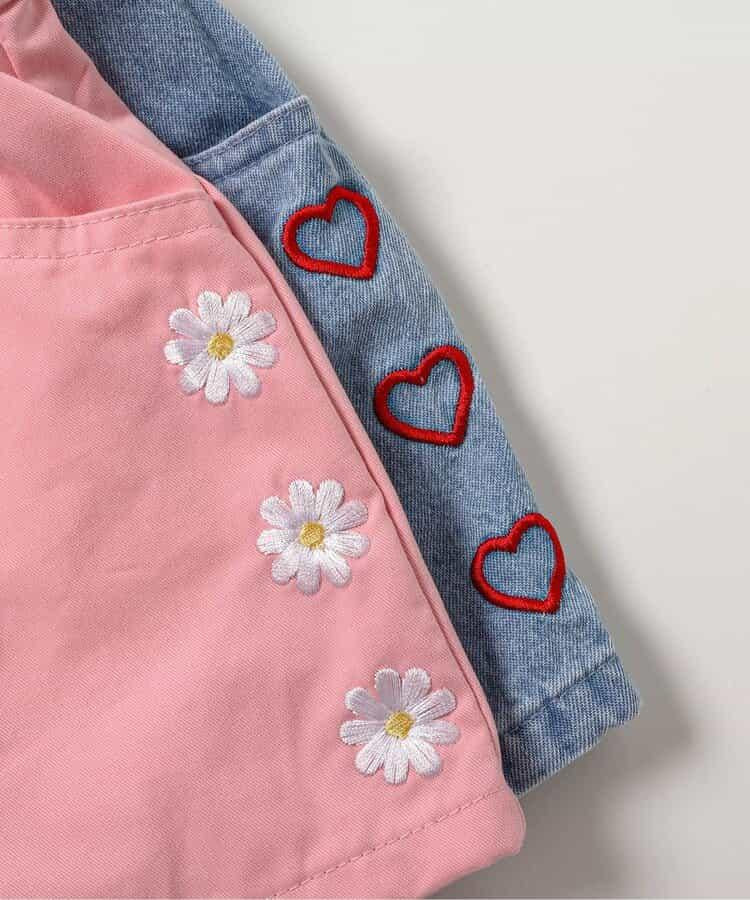 心形花朵刺繡短褲