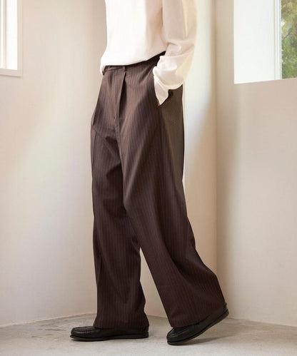 寬直筒版型 單褶 西裝褲