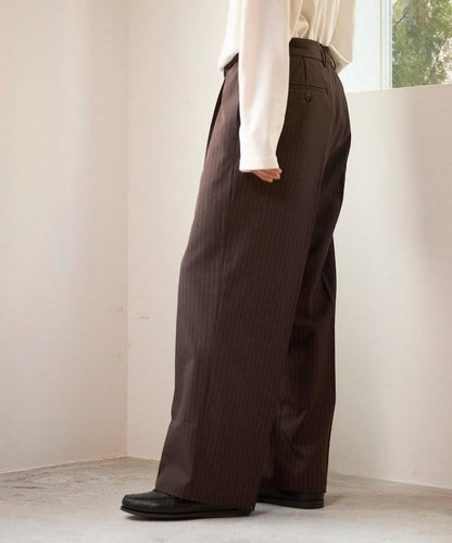 寬直筒版型 單褶 西裝褲