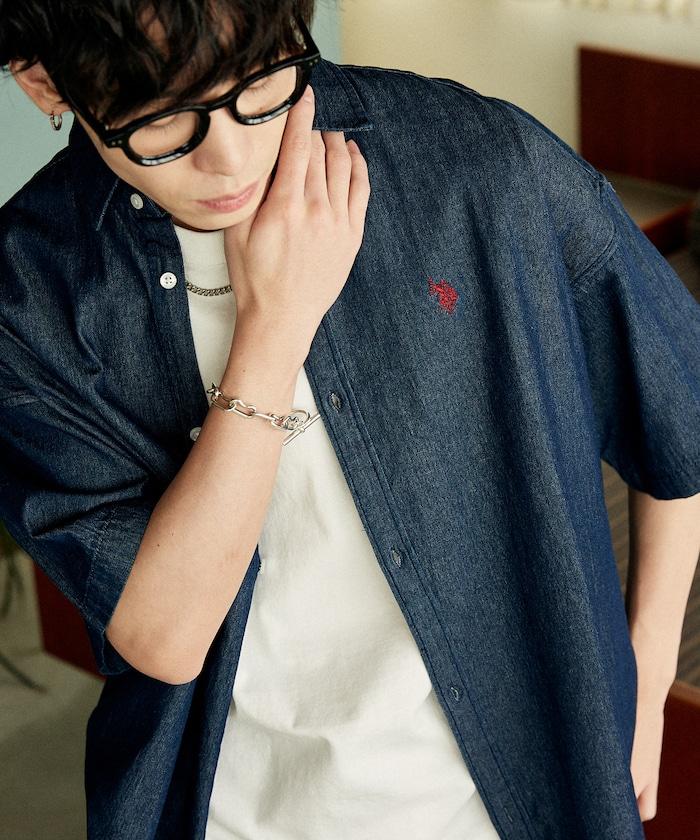 專屬款 單點裝飾 丹寧 短袖襯衫