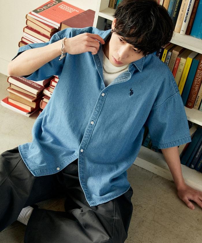 專屬款 單點裝飾 丹寧 短袖襯衫