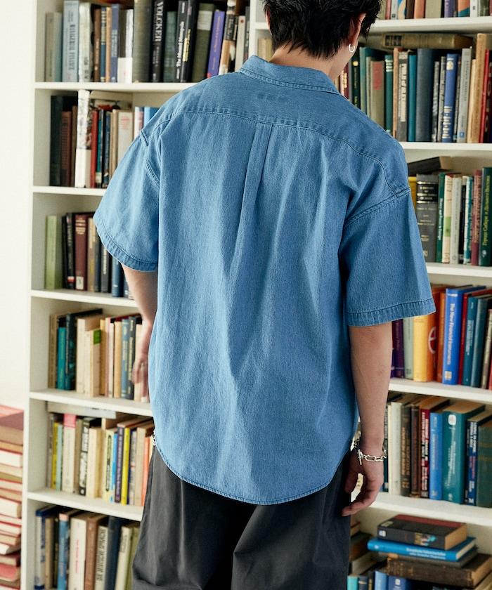 專屬款 單點裝飾 丹寧 短袖襯衫