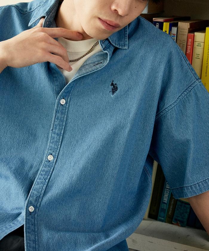 專屬款 單點裝飾 丹寧 短袖襯衫