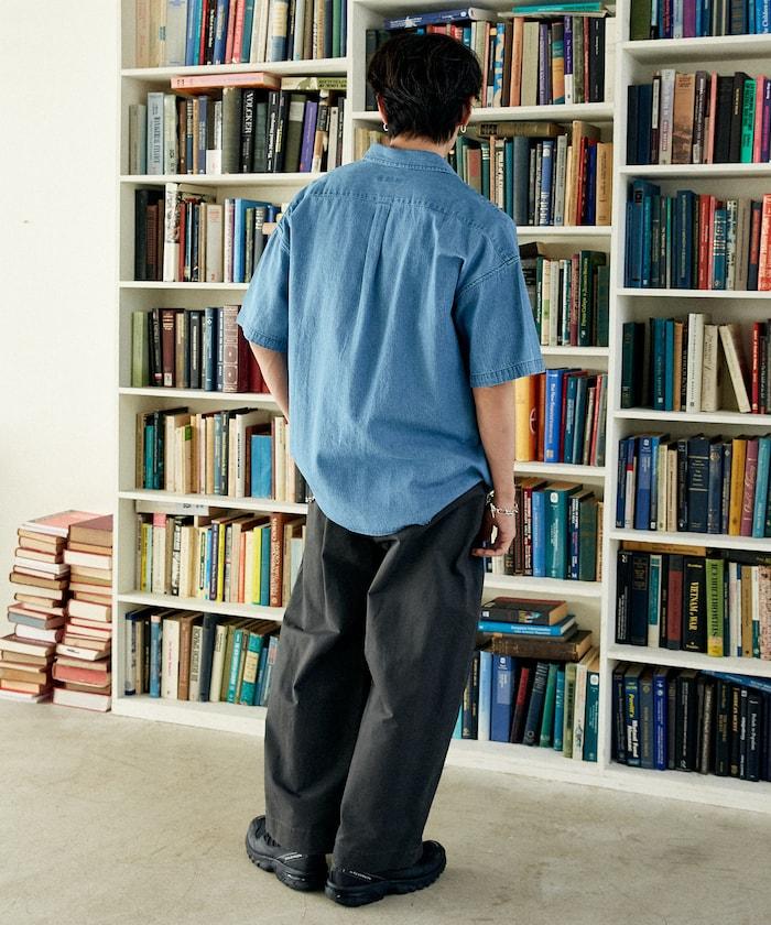 專屬款 單點裝飾 丹寧 短袖襯衫