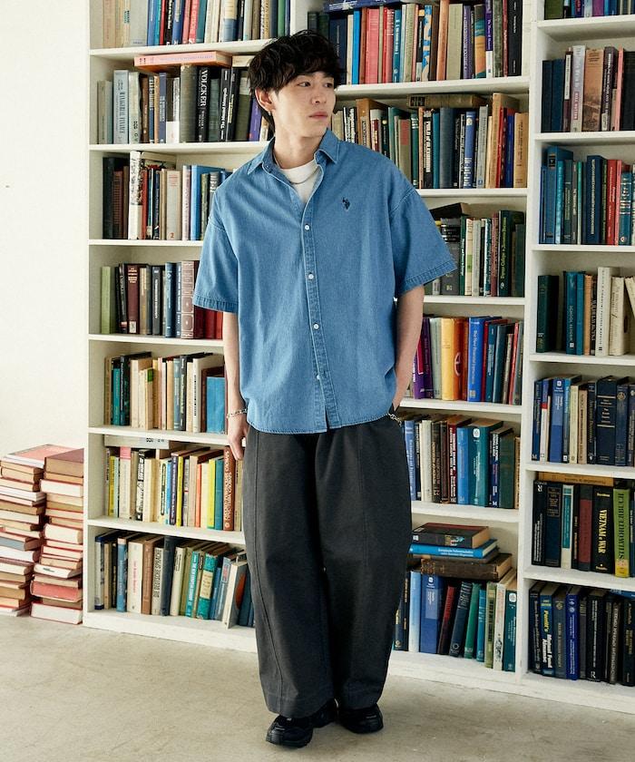 專屬款 單點裝飾 丹寧 短袖襯衫