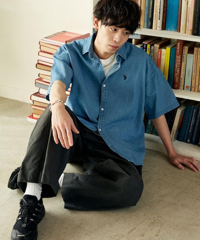 專屬款 單點裝飾 丹寧 短袖襯衫