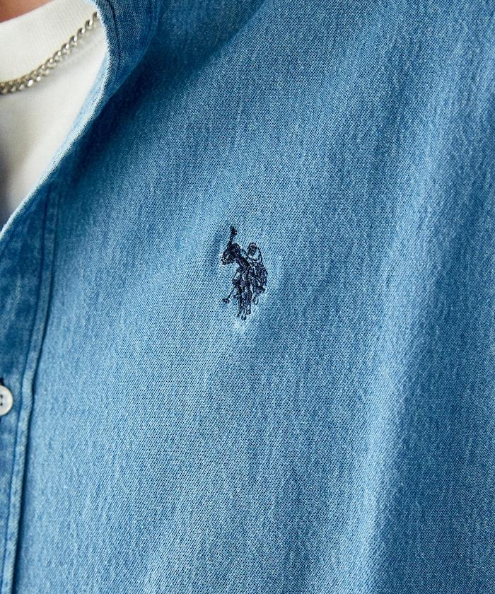 專屬款 單點裝飾 丹寧 短袖襯衫