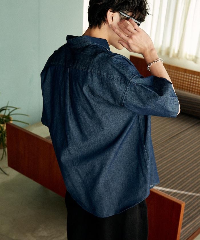 專屬款 單點裝飾 丹寧 短袖襯衫