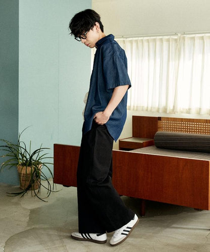 專屬款 單點裝飾 丹寧 短袖襯衫