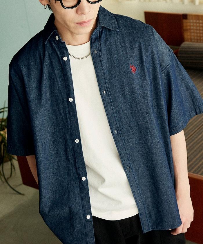 專屬款 單點裝飾 丹寧 短袖襯衫